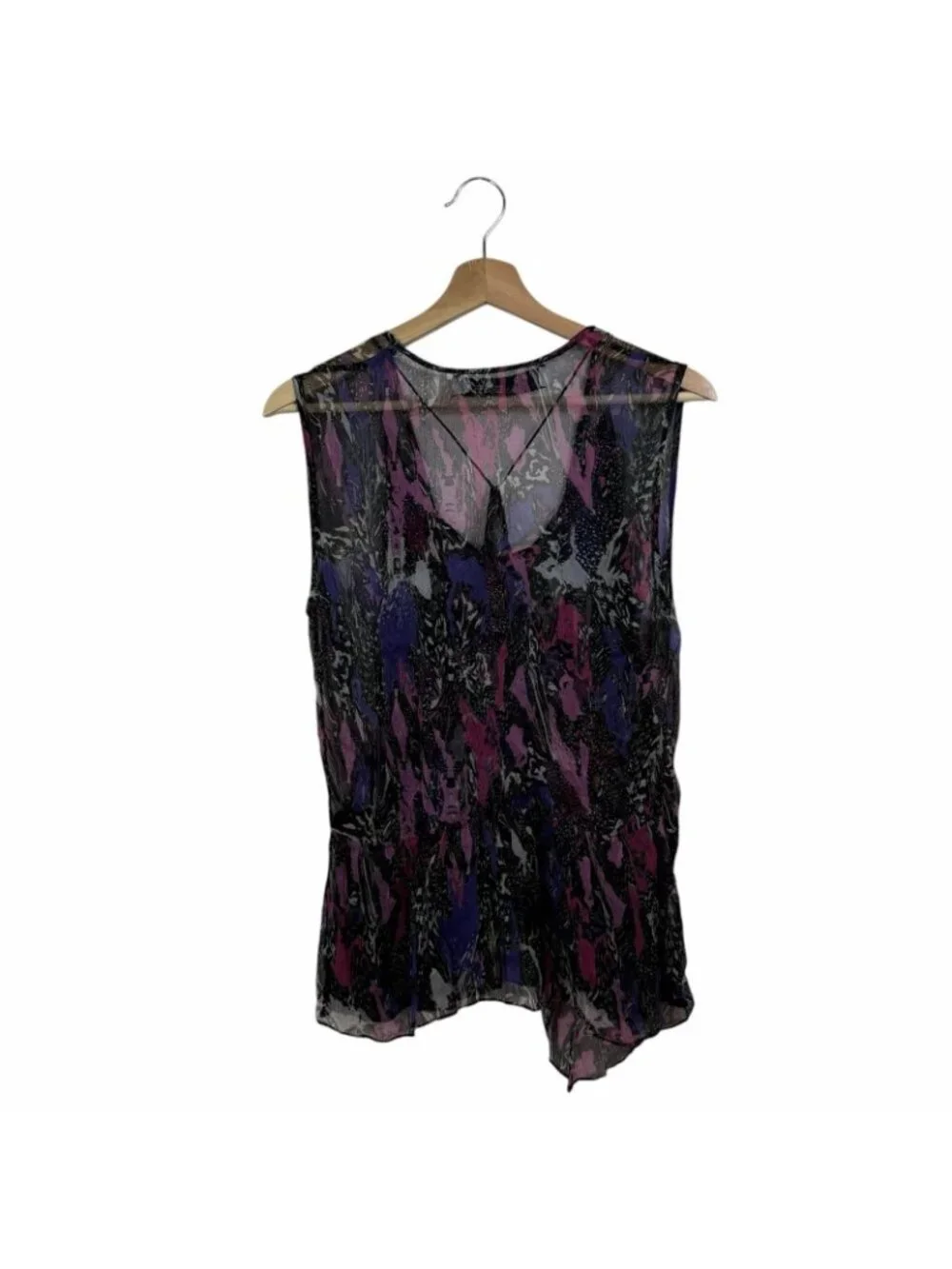 IRO Street Marble Blouse Size 36 US Small 4 Sheer Chiffon Multi Twist Knot Front - Picture 3 of 14